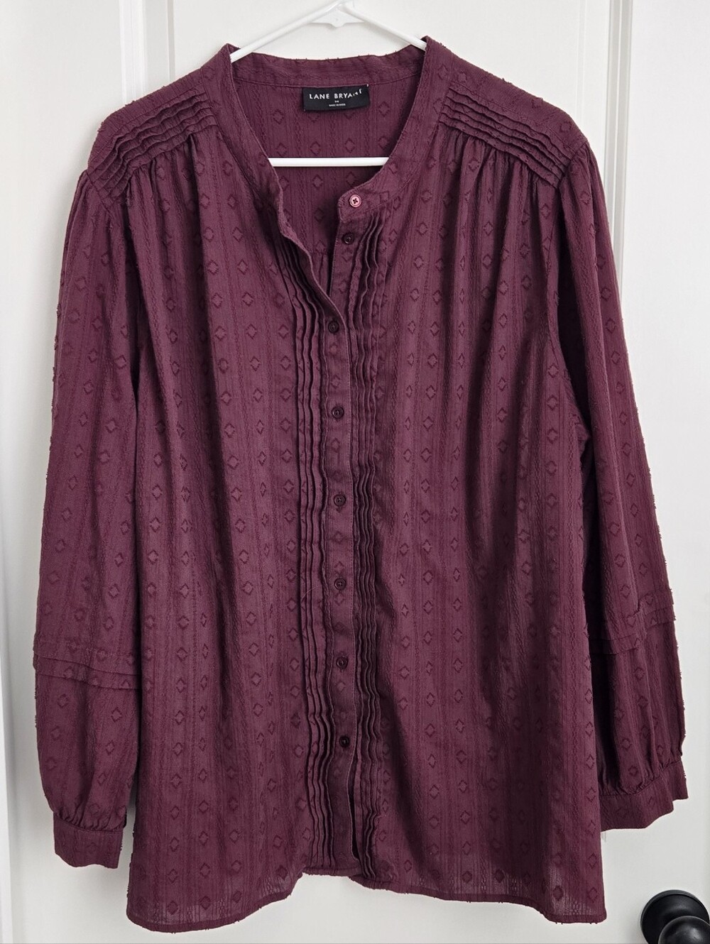 Lane Bryant Plum Textured Button-Front Blouse